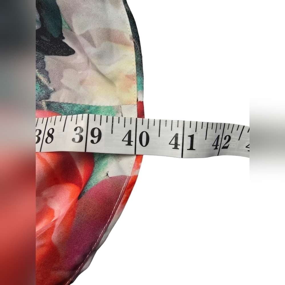 ELIZA J Cream Pink Floral Print Ruffle High Low Taffeta Skirt Sz. 8 NWT - Picture 11 of 11